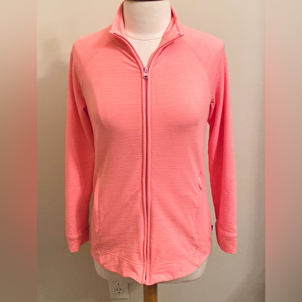 T by Talbots UPF 50+ Coral Pink SZ S Athletic Athleisure Golf Walking Gym Jacket